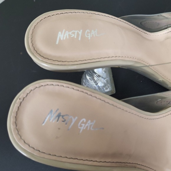 Nasty Gal Womens Off White Slip‎ On Square Toe High Stiletto Pump Heels Size 5 - Picture 5 of 6